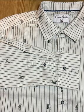 Robert Graham Men 3XL Classic Fit Striped Western Train Graphic Button Shirt
